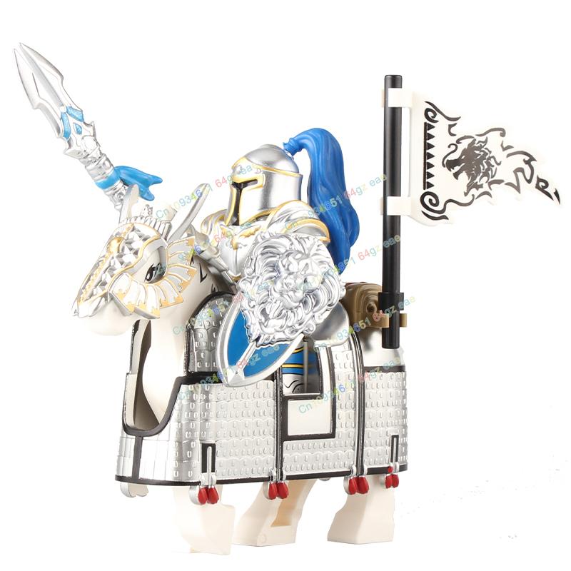 Фигурки Средневековья Рыцари Боевой конь Тяжелая кавалерия Воины Боевой конь Строительные блоки Кирпичики Игрушки Для детей подарок