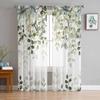 Abstract Sage Green Leaves Branches Sheer Curtains for Living Room Decoration Window Curtains Kitchen Tulle Voile Curtains