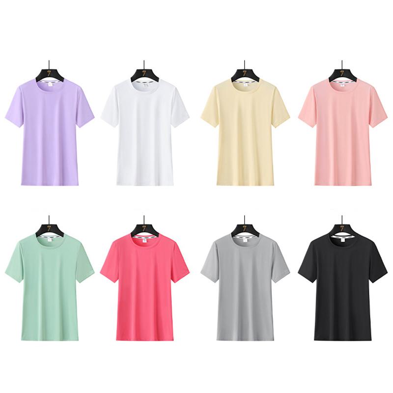 (M-5XL)Ледяной шелк, быстросохнущая женская свободная спортивная футболка для фитнеса, тренировочная рубашка с короткими рукавами, топы для йоги с круглым вырезом
