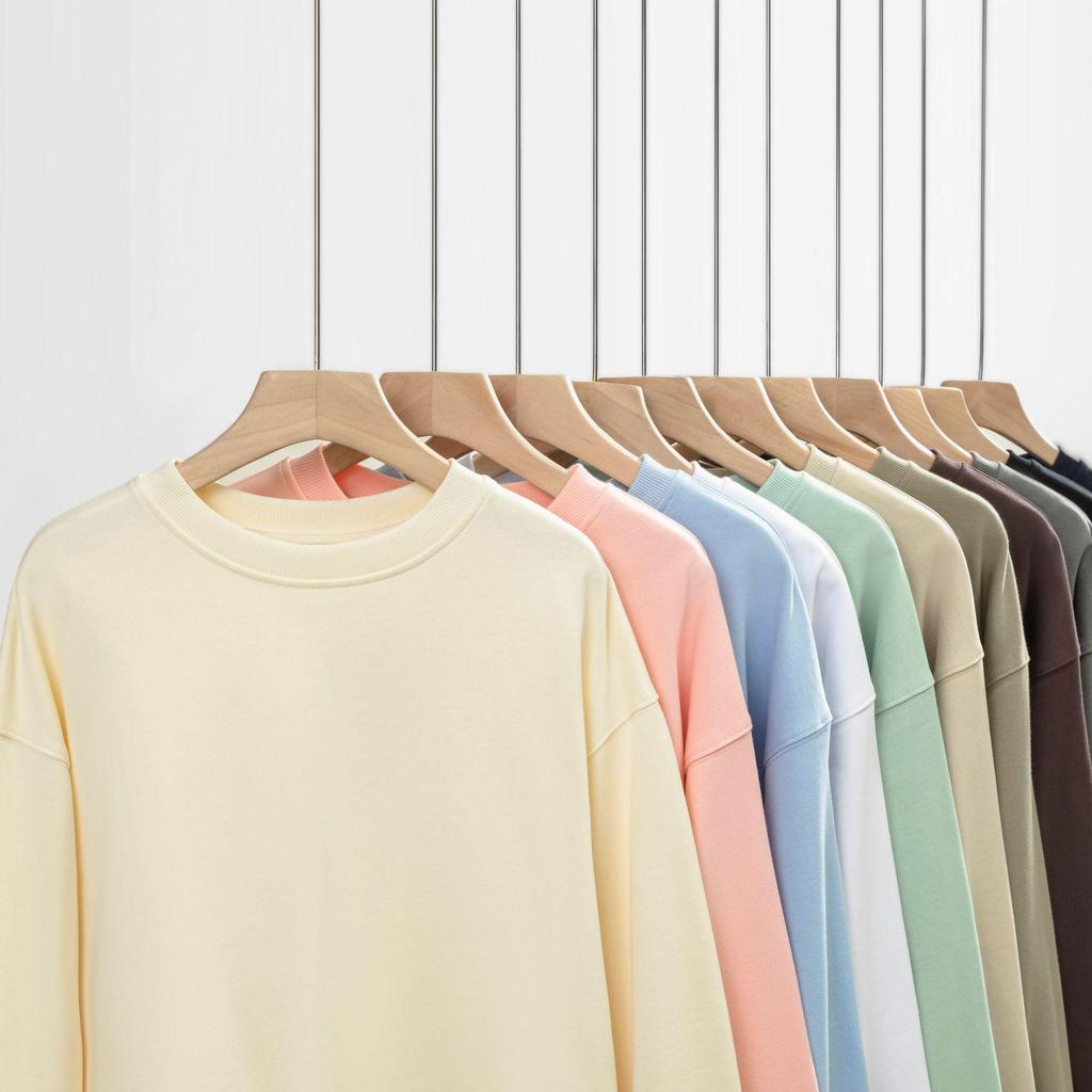 Heavyweight 380g Round Neck Pullover Sweatshirt – Autumn/Winter Trend, Drop Shoulder, Thick Long Sleeve Outerwear