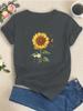 Fashion Women Minimalist Watercolor Sunflower Print T Shirt Funny Casual O-neck Short Sleeves T-shirt Summer Female Tee Shirt