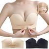 Strapless Stringless Bra To Stay In Place Even When Triple To the Beautiful Breasts and High Highly Tube Inner Bust Lift Black Skin [APIKIE] Bra,