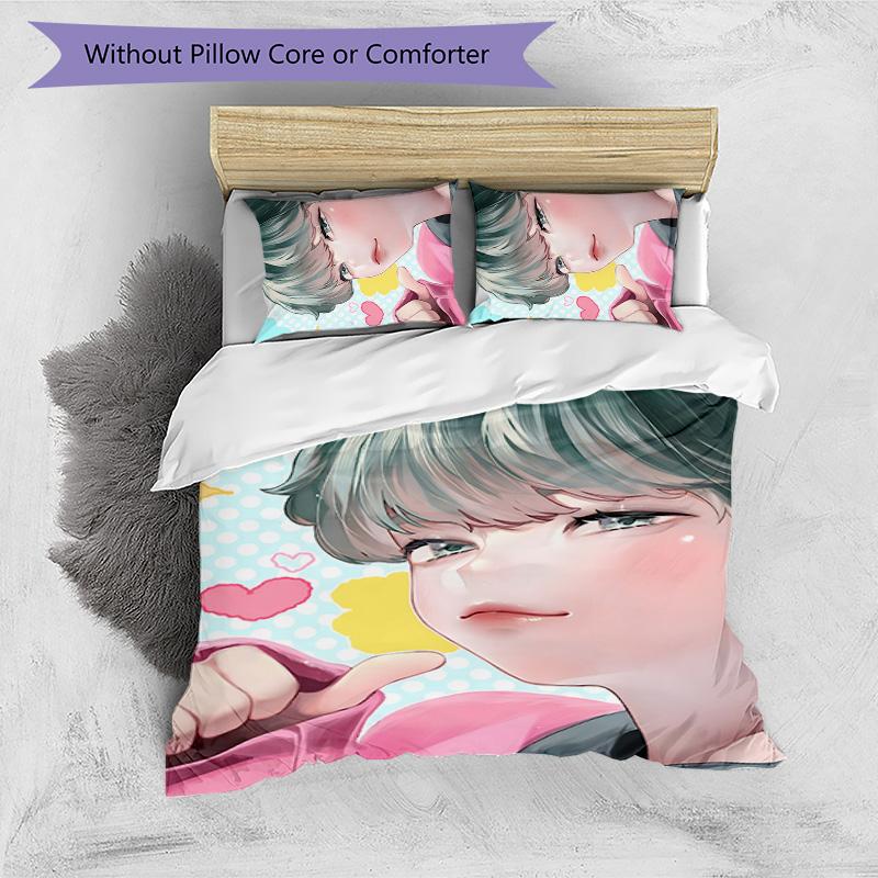 KPOP Hunter 3pcs Bedding Set Duvet Cover Closure Includes 1 Duvet Cover & 2 Pillowcases for All Seasons Bedroom Home Dorm Decor