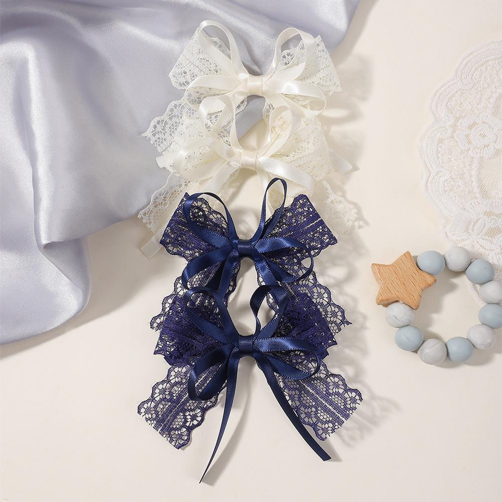 2pcs/set Lace Hair Bows Clip Cute Girls Hairpins Solid Hair Clips Barrettes Kids Headwear Hair Accessories Gifts