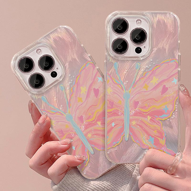 Подходит для чехла для мобильного телефона Apple 15pro Iphone14/13 Мечтательно-розовый бабочка 12 Высококачественная перьевая пряжа 8/7P Женский