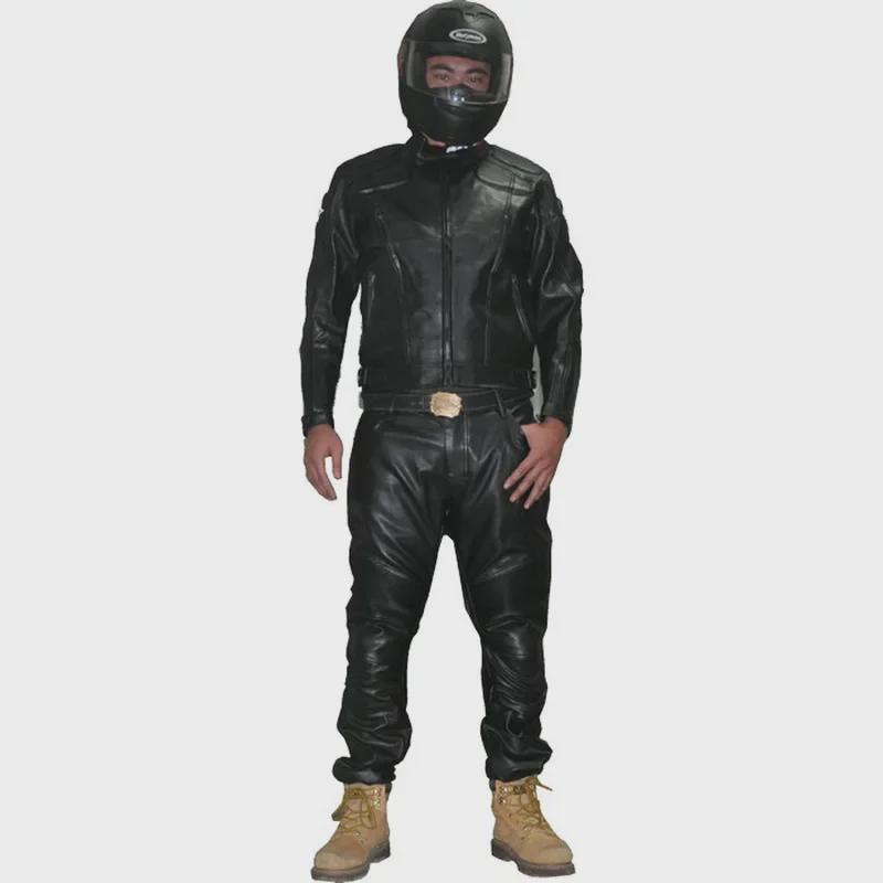 Водонепроницаемые штаны для езды на мотоцикле из искусственной кожи с ветрозащитным поясом и защитной экипировкой