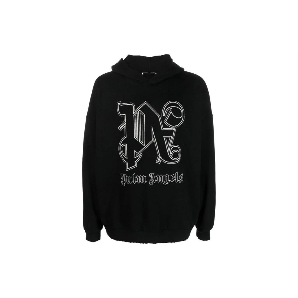 Palm Angels logo-embroidered cotton hoodie PMBB126E23FLE0011003