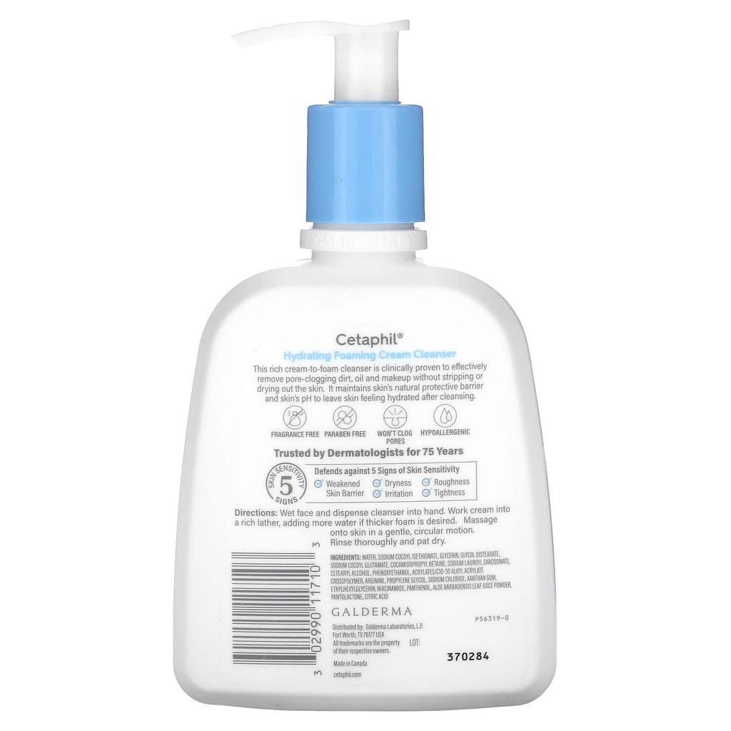 Cetaphil Hydrating Foaming Cream Cleanser, 8 Fl Oz (237 Ml)