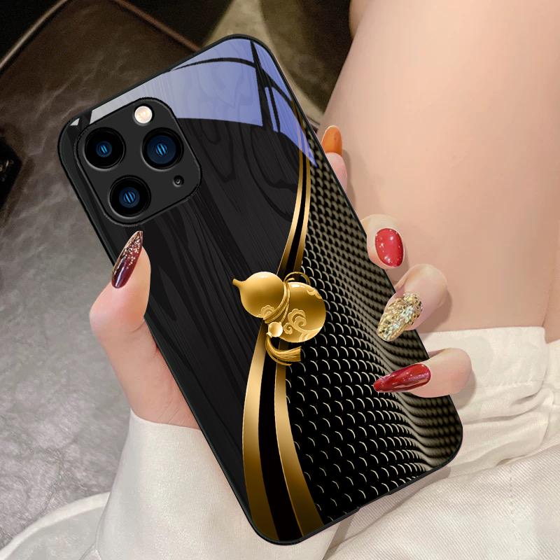 Золотая Тыква с Текстурой Дерева Для IPhone 15 Pro 14 13 12 Mini 11 XS Max XR 7 8 Plus SE 2020 2022 Закаленное Стекло Чехол для Телефона
