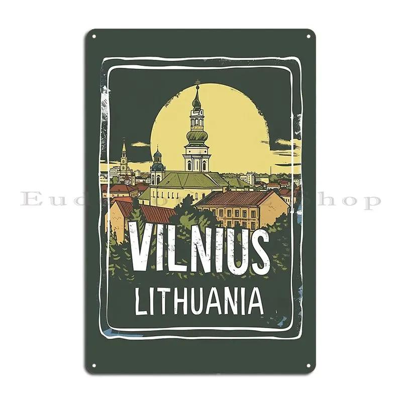 Vilnius Lithuania Vintage Retro Minimal Travel Poster Metal Plaque Poster Wall Decor Classic Custom Cinema Mural Tin Sign Poster