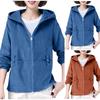 Женское модное свободное повседневное повседневное однотонное пальто с капюшоном и молнией с длинными рукавами