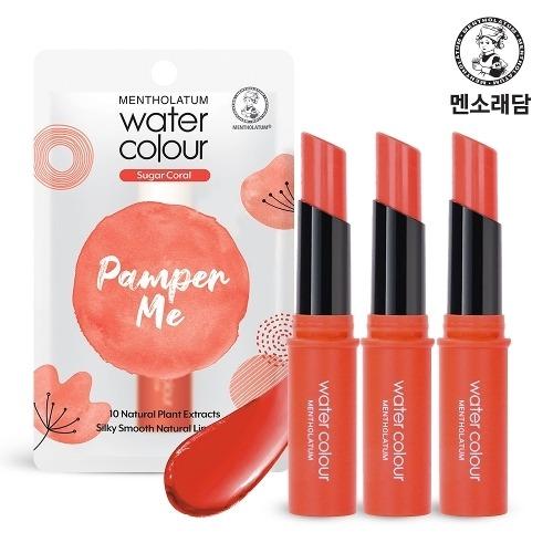 MENTHOLATUM Watercolor Lip Balm Sugar Coral 3g x3 _631052
