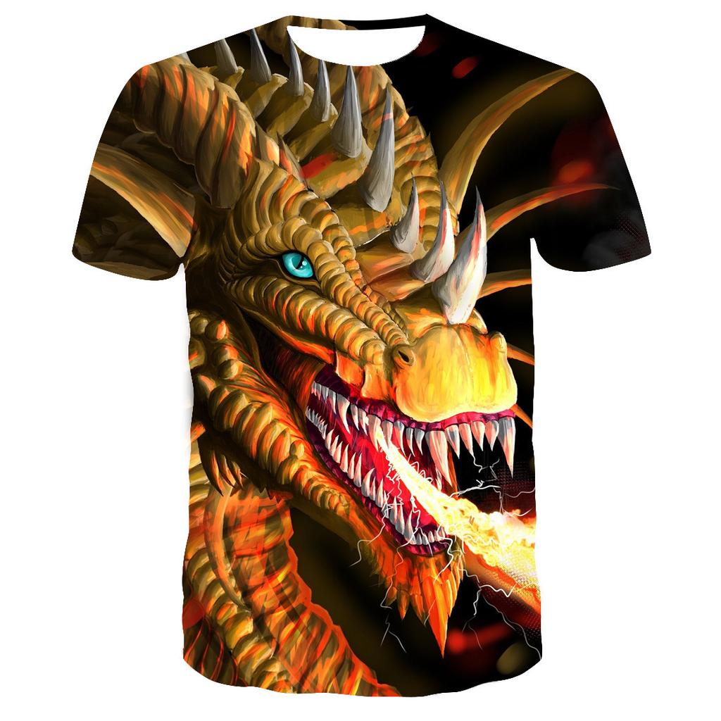 Round Neck Short Sleeve Streetwear Fly Dragon 3D T-shirt Men Women Printed Top Casual Couples Punk T Shirts