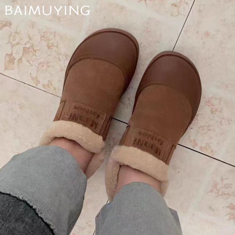 Меховые женские туфли на плоской подошве, зимние ботильоны, замшевые короткие плюшевые повседневные хлопковые туфли 2025 года, дизайнерские зимние прогулочные теплые зимние ботинки Mujer