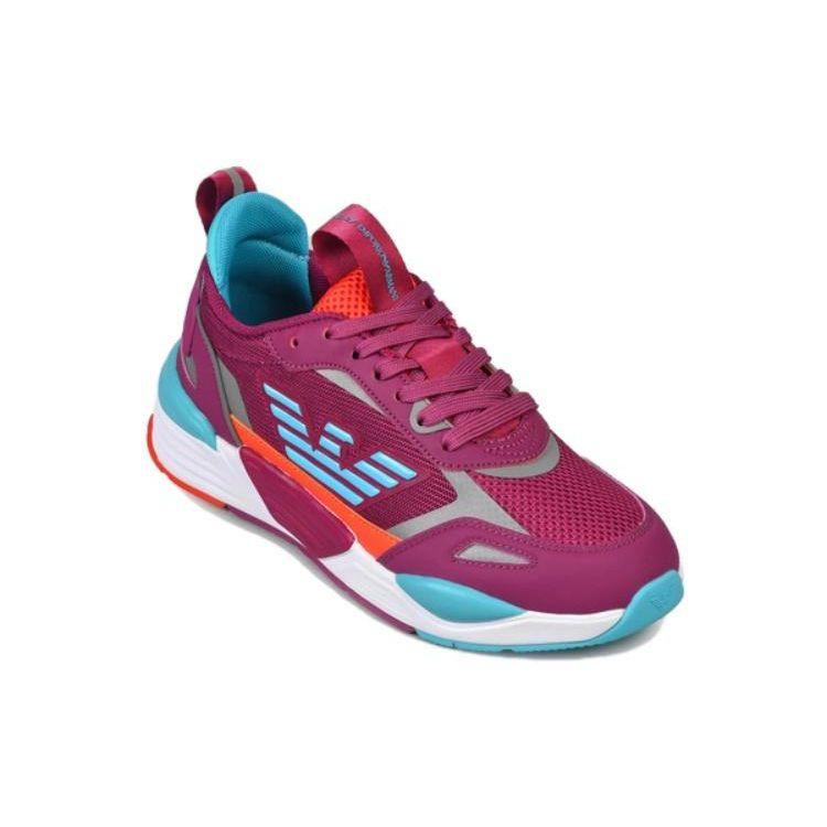 Emporio Armani EA7 Кожаные Удобные Универсальные Дышащие Низкие Повседневные Кроссовки Женские Фиолетовый X8X070XK165Q244