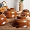 190/240/300/425/475ml Wooden Bowl Reusable Reverse Edge Round Thickened Anti-scalding High-footed Mongolia Style Rice Bowl Kitchen
