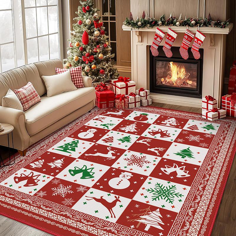 VIKAMA Christmas Winter Warmth American-style Carpet for Bedroom and Living Room, Full-Packed Carpet for Home Decoration