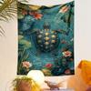 Wall Tapestry - Illustrated Sea Turtle Lotus Pond Floral Watercolor Nature Art for Bedroom Wall Decor