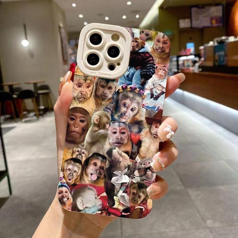 Новый креативный чехол для телефона с рисунком обезьяны для iPhone 16 Pro Max 15 14 13 12 11 XS X XR 7 8 Plus SE 2022 Ударопрочный Конфетный Мягкий Чехол