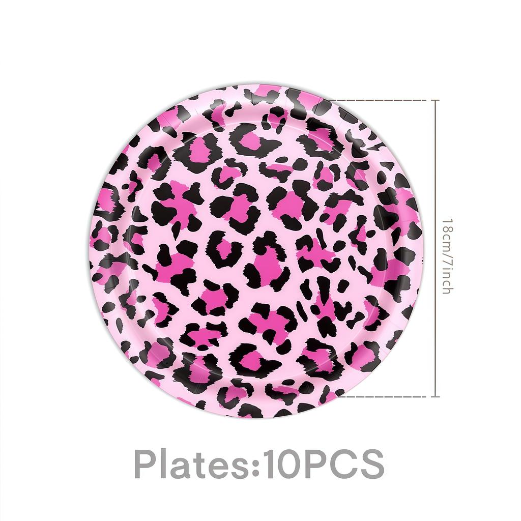 Pink Leopard Birthday Party Decoration Animal Leopard Theme Tableware Cup Plate Banner Balloons Birthday Party Supplies Gifts