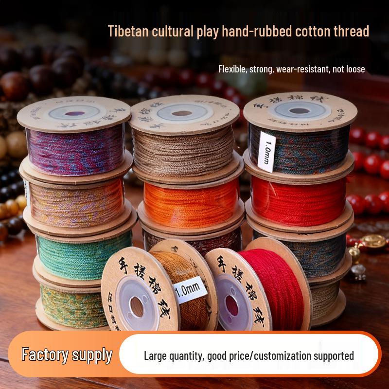Hand-rubbed Multicolor Cotton Thread for DIY Prayer Beads Bracelet Stringing - Non-Elastic Woven Thread.