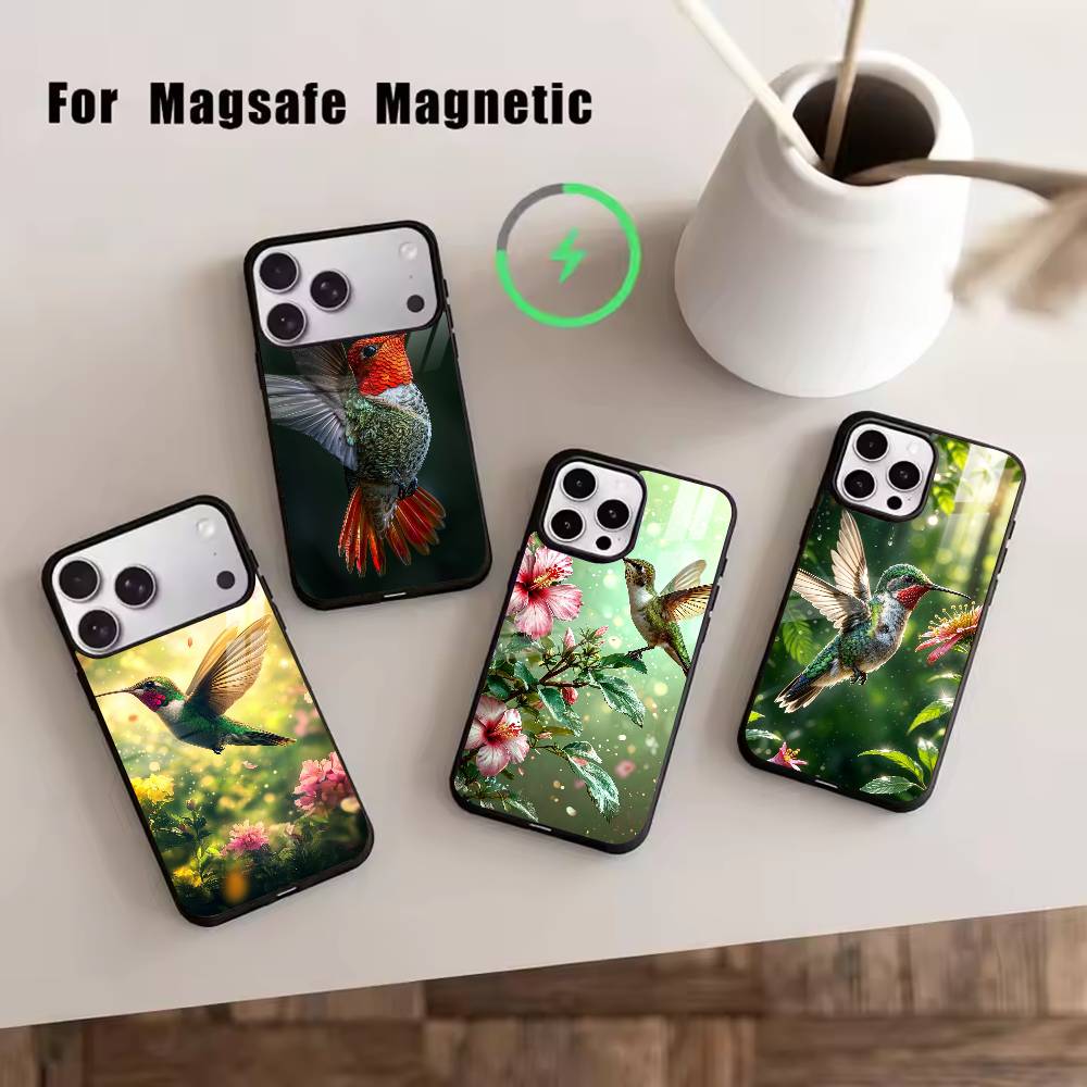 Красочная птица H-Жужжащая Чехол для телефона Для iPhone 17, 16, 15, 14, 13, 12, 11 Plus, Pro Магнитный Для Magsafe Беспроводная зарядка