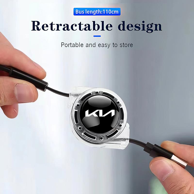 AANJ1 Car Mobile Phone Charging Cable 3-in-1 interface Charger For KIA K3 Sportage Carnival K5 Seltos Pegas KX1 EV5 Sonet EV6 K4 EV3