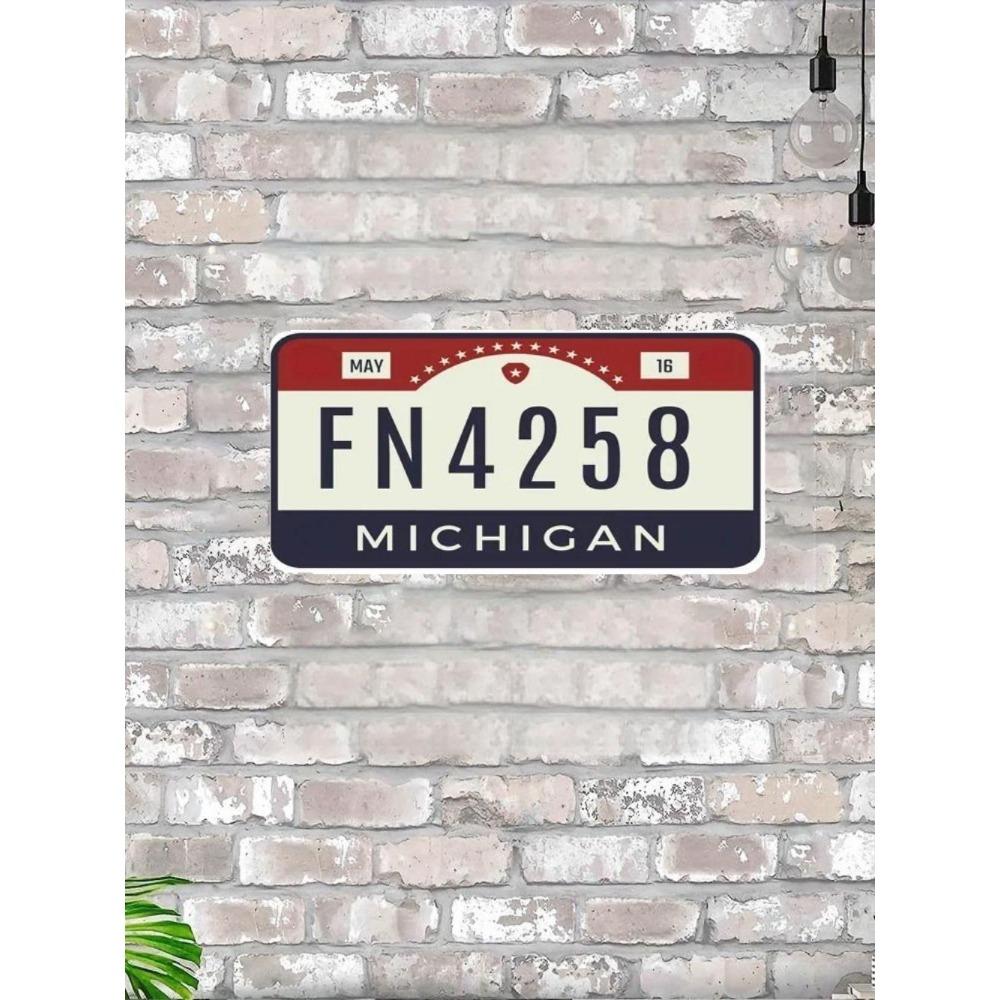 U.S. License Plate, U.S. Car License Plate, Metal, 15x30 Cm.