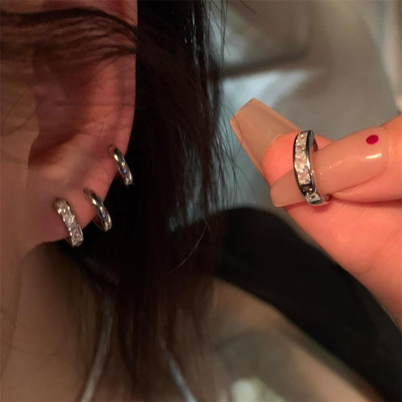 4 Pcs Aesthetic Zircon Crystal Hoop Earrings Simple Fashion Ear Buckles For Women Girl Daily Wear Jewelry Accessories