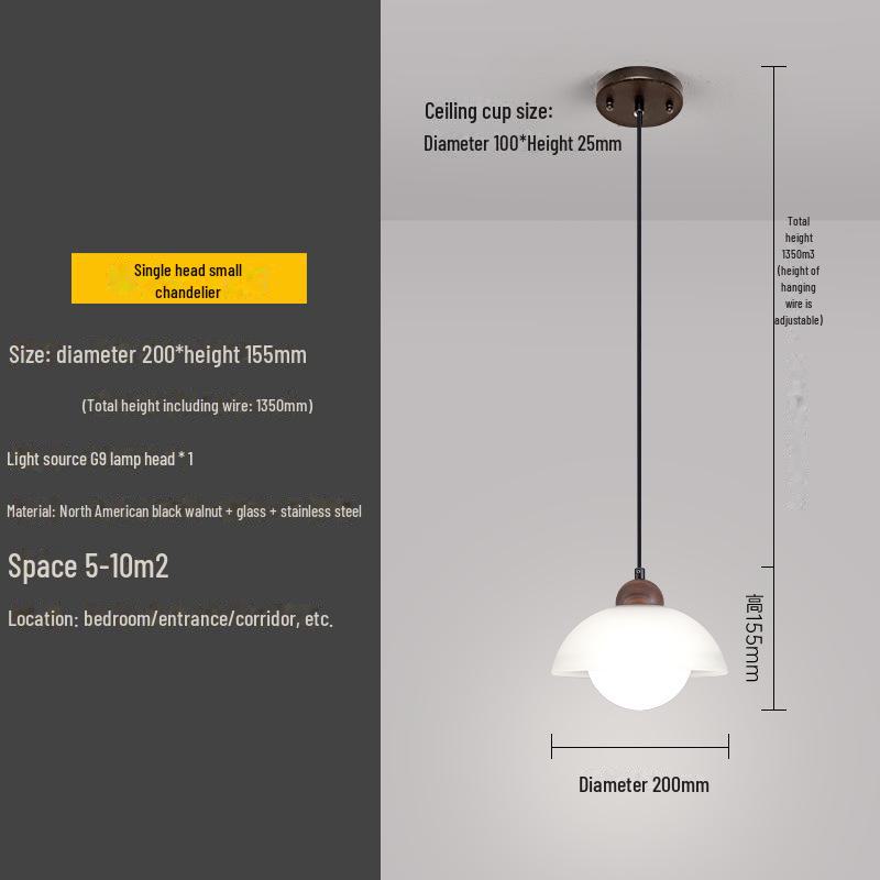 Simple Modern High-End North American Black Walnut Dining Chandelier for Living Room and Bar