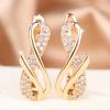 Romantic Gold Color Intertwined Zircon Hoop Earrings for Women Wedding Party Gift