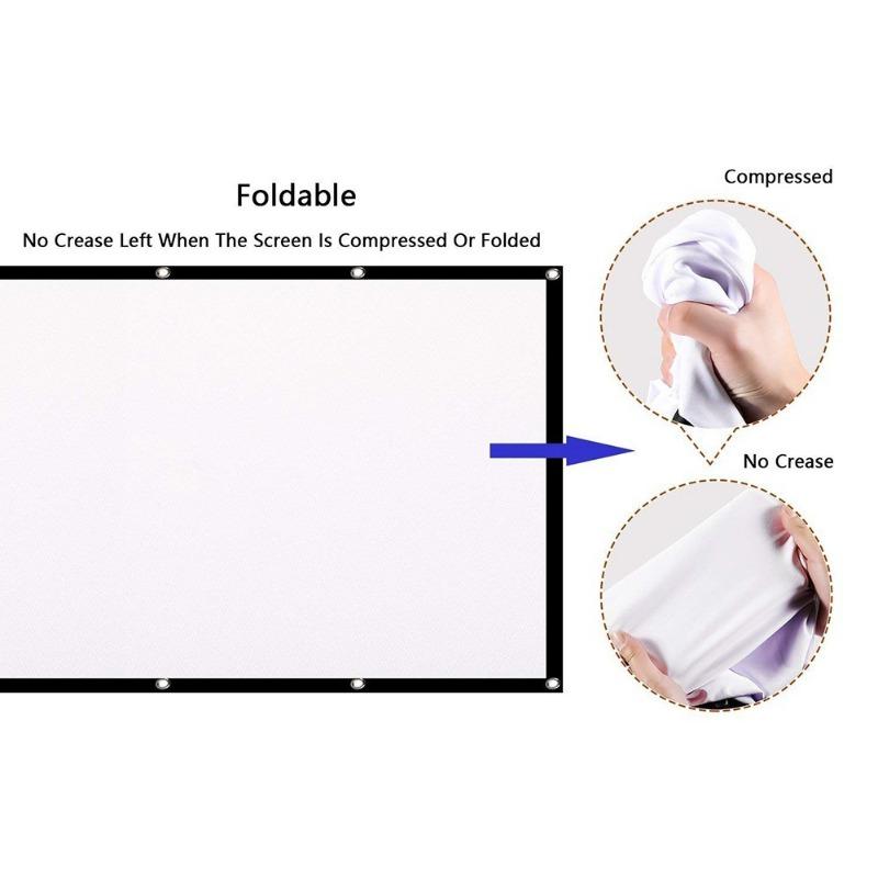 Портативный проектор 60/70/84/100/120/150 дюймов HD 16:9-диагональный проекционный экран, складной домашний кинотеатр для настенной проекции в помещении и на открытом воздухе