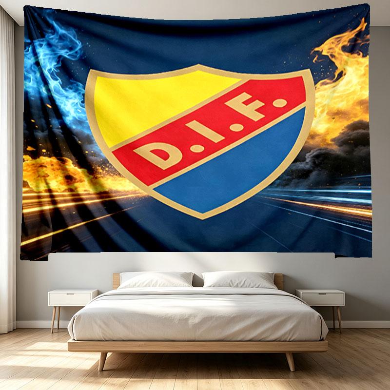 Djurgardens IF Print Tapestry - Portable Wall Decor Cloth, for Home, Dorm, Travel, Bedroom, Living Room - Ideal Birthday Housewarming Gift