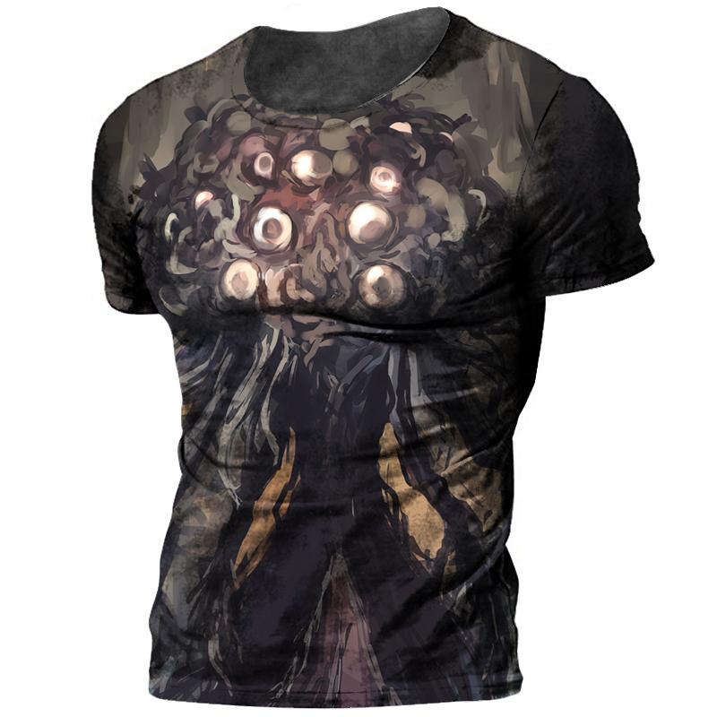Шикарная мужская футболка Cthulhu Myth с 3D принтом Terror Monster, большой топ с круглым вырезом, летняя модная повседневная Повседневная дышащая ткань