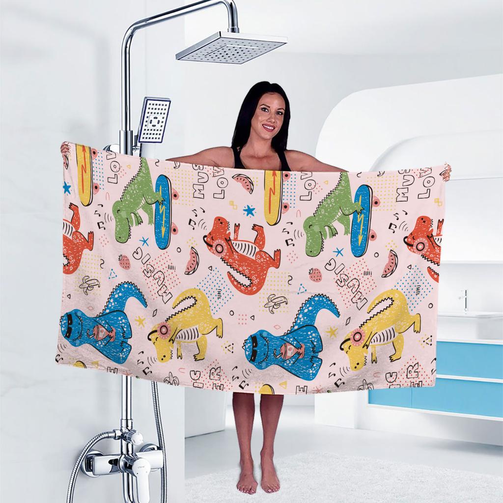 1pc dinosaur Print towel Sports Quick-Drying Super Absorbent Camping Towel Super Soft Lightweight Gym Swimming Yoga Beach Towel