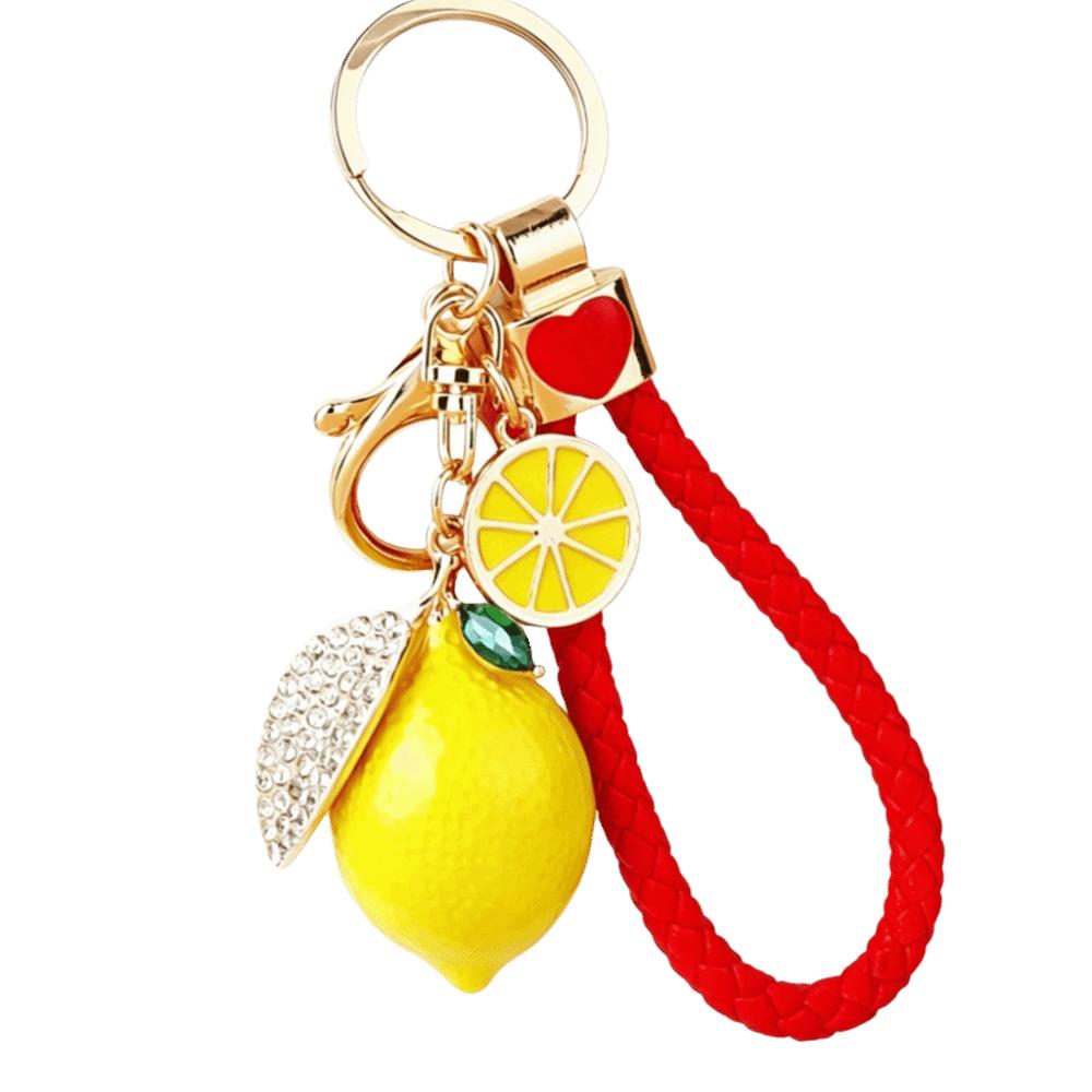 Zinc Zinc Alloy Lemon Keychain Creative Fruit Shape Key Ring Cute Bag Pendant Student