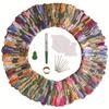 50 or 100 Color Cross Stitch Thread Set: 8m Each, Includes Winding Board, Needle, Threader for DIY Embroidery
