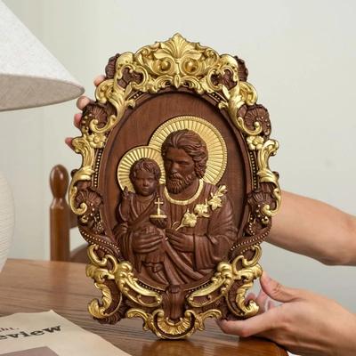 Христианский католический религиозный святой Иосиф резьба по дереву иконы настенное искусство работа фигура резьба домашний декор