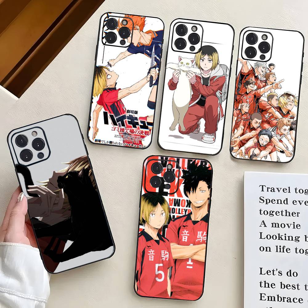 Аниме H-Haikyuu Nekoma Чехол для телефона Для iPhone 17 Air 16 15 14 13 Pro Max 11 12 Черный силиконовый чехол