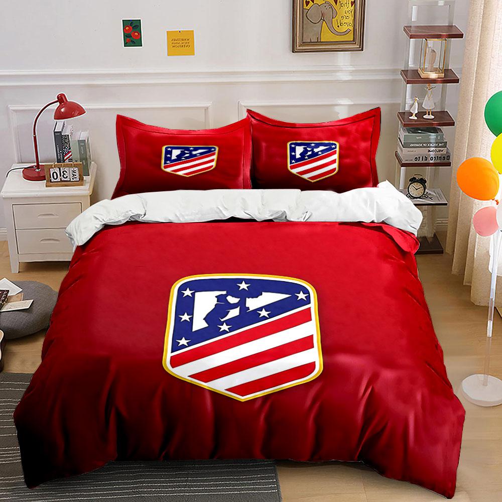 Red White Blue Shield Design Bedding Duvet Cover Set Duvet Cover Pillowcases (1*Duvet Cover 2*Pillowcases, without duvet insert)
