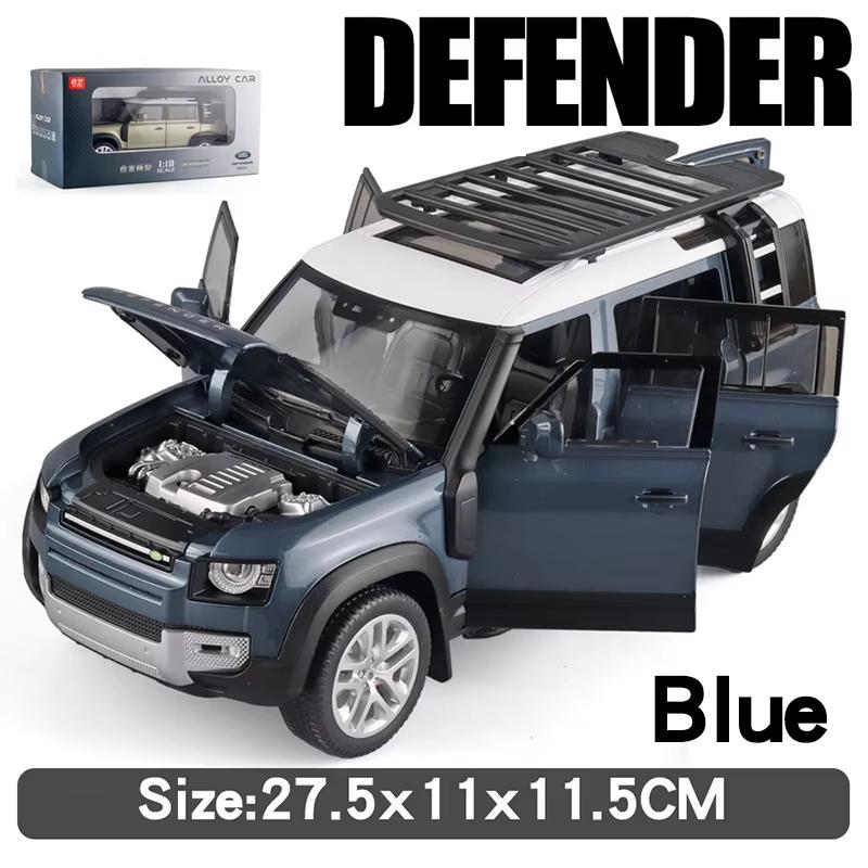 Large 1/18 Land Rover Defender Range Rover SUV Off-road Alloy Model Car Die-cast Vehicle Collection Sound and Light Pull Back Boy Toy Children's Gift