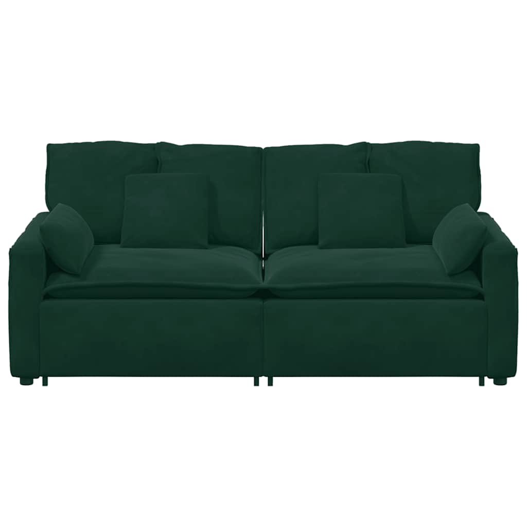 Modular Sofa with Cushions Dark Green