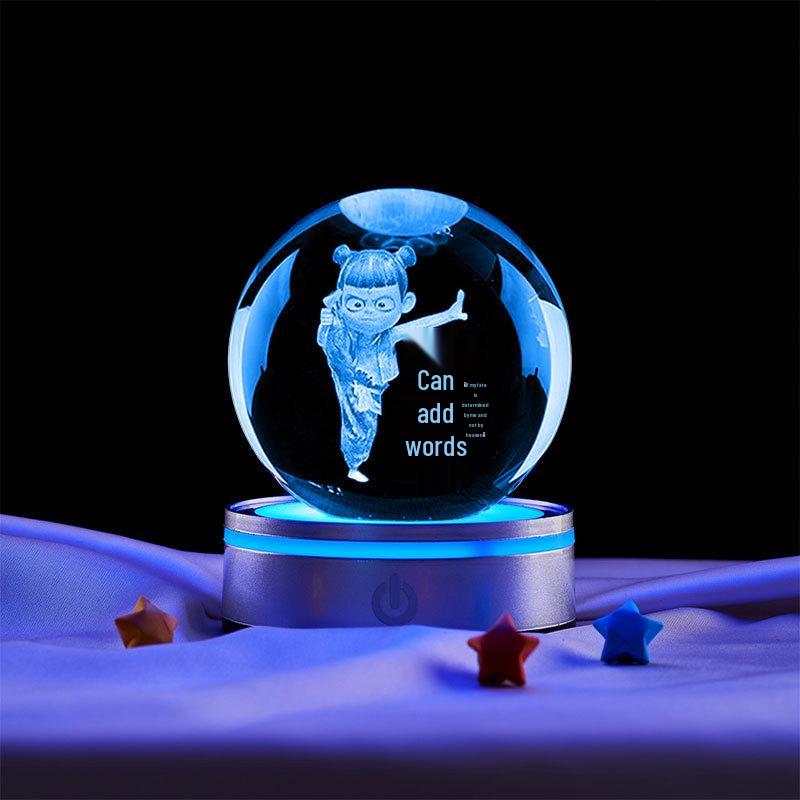 Хрустальный шар-ночник Нечжа с бесплатной гравировкой - Креативное подарочное украшение для фестиваля или подставка для демонстрации для парня