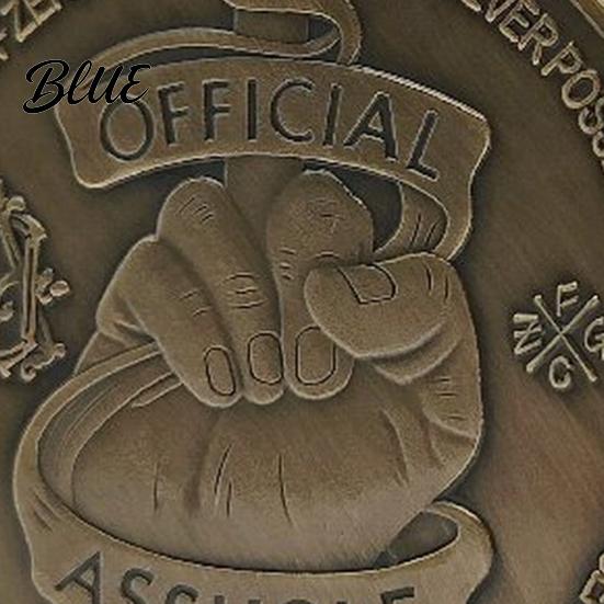 Монета-символ среднего пальца Памятная медаль Винтажная круглая Награда "Придурок" Официальный Мудак Мелкая работа на один палец Коллекционная Металл