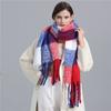 European And American Style Winter Plaid Scarf, Imitation Cashmere, Thick And Warm, Elongated Tassel Shawl Scarf