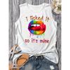 Свободная, большая, дышащая и удобная майка без рукавов с летним цветным принтом букв и губ, подходит для женщин