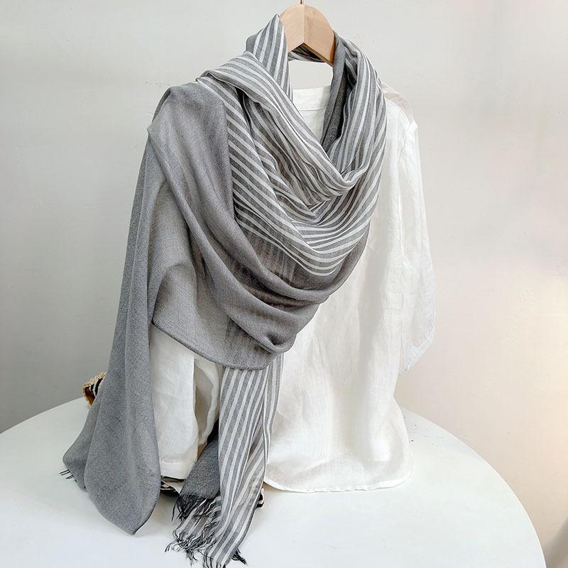 Autumn Winter Keep Warm Soft Skin Friendly Modal Striped Scarf For Men And Women
