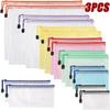 3PCS Stationery Storage Bag Folder File Mesh Zipper Pouch A4 A5 A3 Document Bag Zip File Folders School Office Supplies Pouch