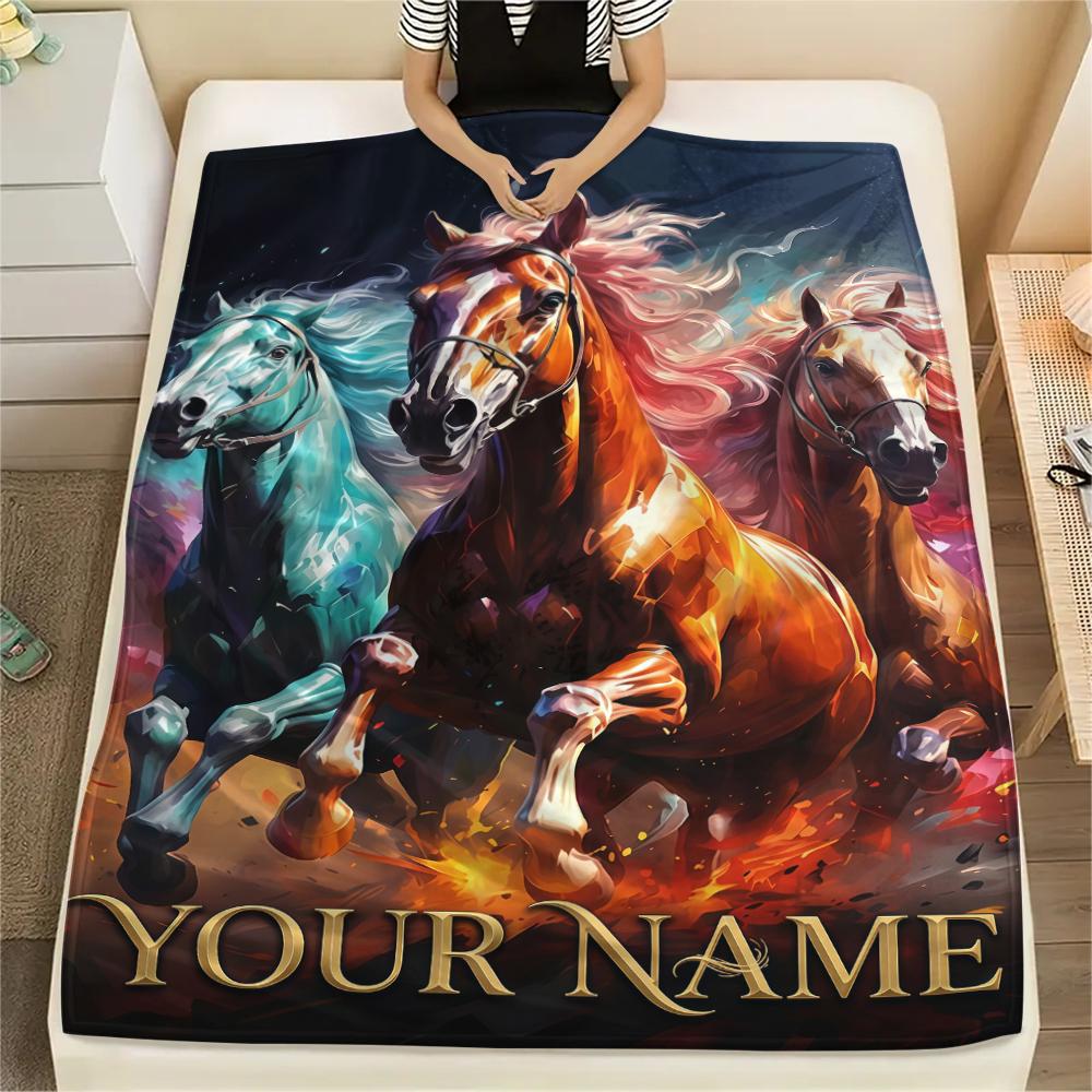1PC Custom Name Unicorn Fantasy Garden Patterned Flannel Blanket Suitable For All Seasons for Home Decor Warmth and Comfort Gifts Holiday Present_lx