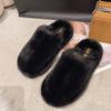 Зимние женские тапочки с мехом, туфли с покрытием для пальцев, пантофлы с низкой платформой, модные плюшевые туфли 2024 года, мягкие, массажные, на плоской подошве, роскошные, римские туфли